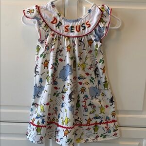 Dr. Seuss White Dress with Colorful Characters 4-5 years old.